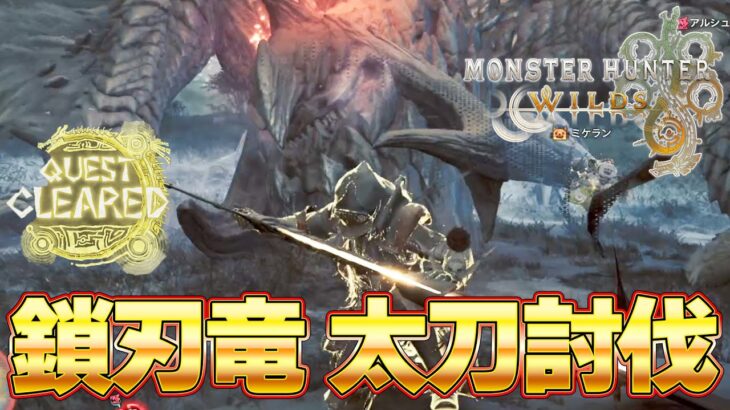 【ワイルズβ版最強】鎖刃竜アルシュベルド  太刀 ソロ  討伐するタカティン『モンスターハンターワイルズ』