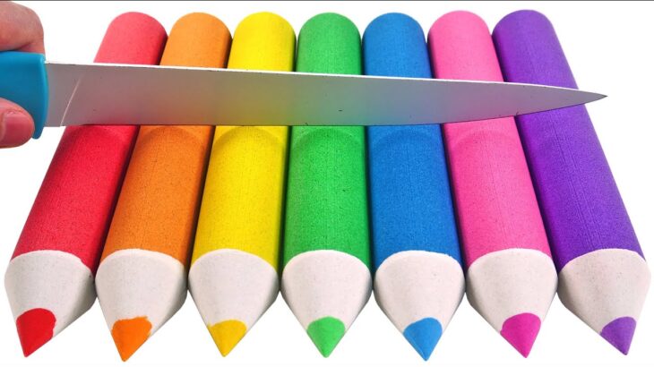 Satisfying Video l How to make Rainbow Painting Pencil from Kinetic and Squishy Cutting ASMR #07