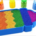 Satisfying Video l Rainbow Baby Milk Bottle Bathtubs into Slime & Beads w Glitter Cutting ASMR #16