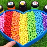 Satisfying Video l Mixing All Smoothie IN TO Making Rainbow Heart Candy F Painted Cutting ASMR #012