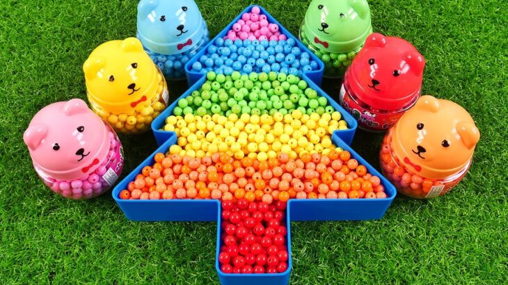 Satisfying Video l How to make Rainbow Tree IN TO Bear Candy F Streesing Balls Cutting ASMR #026