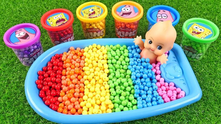 Satisfying Video l How to make Rainbow Slime Bathtubs FOR Candy Balls AND Squishy Cutting ASMR #01