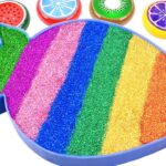 Satisfying Video l How to Make Rainbow Fruite Bathtubs INTO Mix Slime from Glitter Cutting ASMR #74