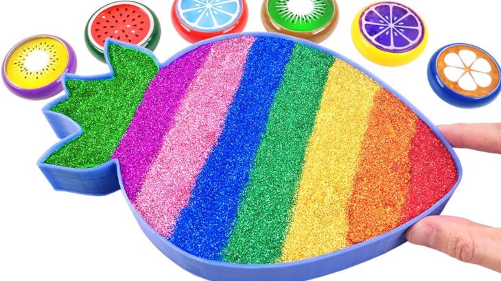 Satisfying Video l How to Make Rainbow Fruite Bathtubs INTO Mix Slime from Glitter Cutting ASMR #74