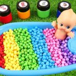 Satisfying Video l How to make Rainbow Color Bathtubs FROM Painted Candy AND Balls Cutting ASMR #67