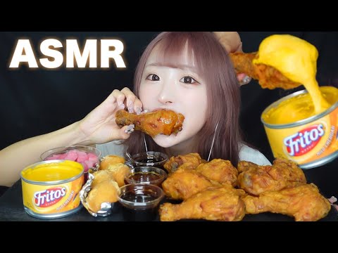 【ASMR】フライドチキンの咀嚼音！色々なソースをディップして食べる🧀【Fried chicken Eating sounds】