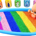 #0100 Cutting ASMR from Glitter Mixed Slimess with How To Make Rainbow Baby Pool  l Satisfying Video