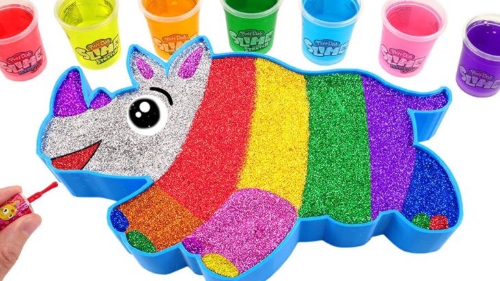 Satisfying Video l How to make Rainbow Rhinoceros INTO Making Slimes & Playdoh Clothes Cutting ASMR