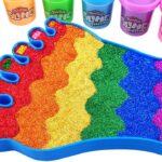 Satisfying Video l How to make Rainbow Square Toenail WITH Glitter INTO Slimes Clay Cutting ASMR #11