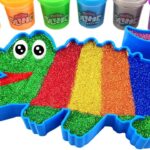 Satisfying Video l How to make Rainbow Alligator with Mixing Slime and Playdoh Sand Cutting ASMR