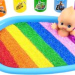 Satisfying Video l How to Make Rainbow Bed Pool WITH Mixed Slime INTO Polish Tubs Cutting ASMR #111