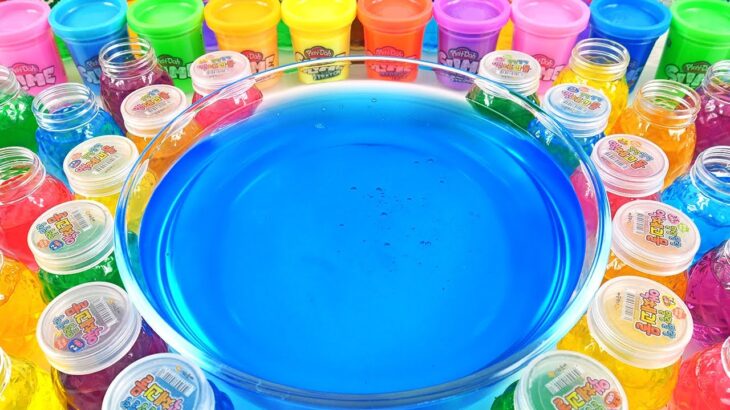 Satisfying Video l How to make Rainbow Clear Pool INTO Mixing All My Slime FOR Clay Cutting ASMR #12