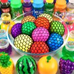 Satisfying Video l How to make Rainbow Slime SHOPPING with Mixing BALLS and BASKET Cutting ASMR #024