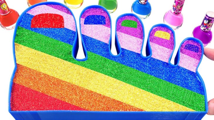 Satisfying Video l Mixing All My Slime Toe-House WITH Making Rainbow Nail Care AND Pool Cutting ASMR