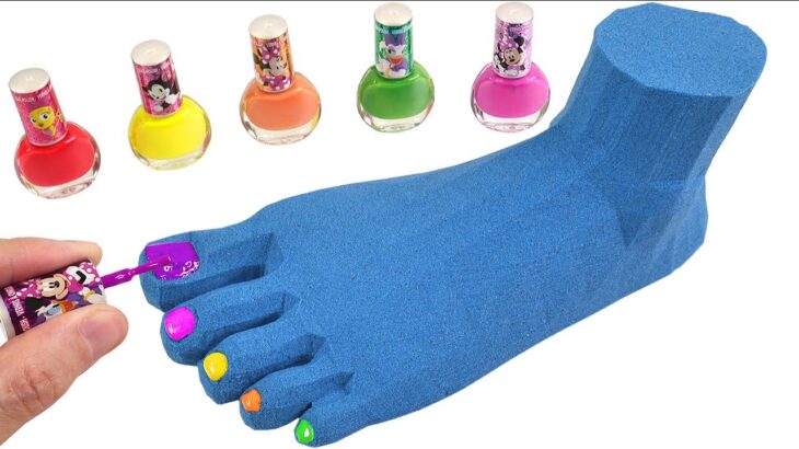 Satisfying Video l How to make Rainbow Foot into Kinetic Sand & Making Nail Polish Cutting ASMR #555