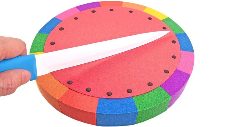 Satisfying Video l How to make Rainbow Dart Cake with Kinetic Sand from Clay Ball Cutting ASMR #99