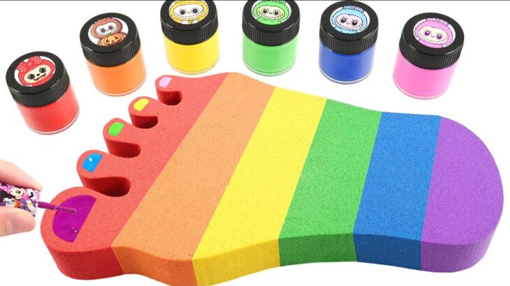 Satisfying Video l How to make Rainbow Nail Plate Cake FROM Kinetic Sand INTO Dyestuffs Cutting ASMR