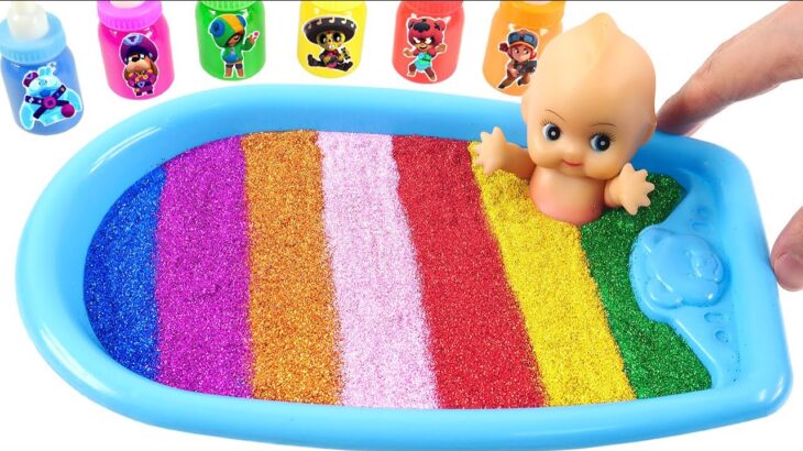 Satisfying Video l How to Make Rainbow Bathtub  with Mix  Slime from Glitter Playground Cutting ASMR