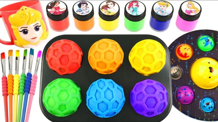 Satisfying Video l How to make Rainbow Mars Drops from Mix Watercolour with  Gel- Balls Cutting ASMR