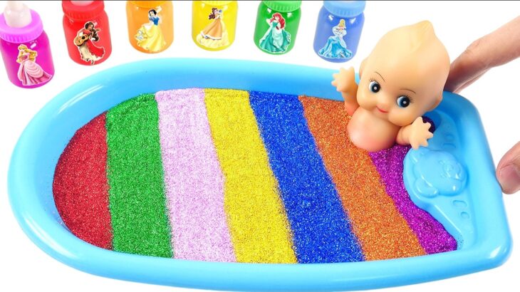 Satisfying Video l Slime Frozen-Drink Rainbow into Making Glazed Bottle  and Soakingtub Cutting ASMR