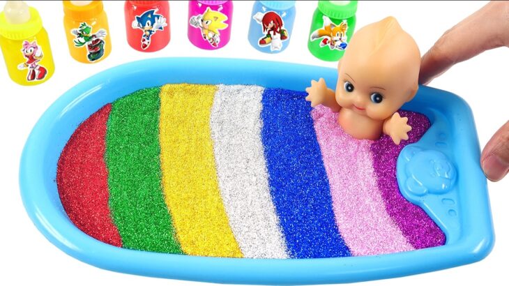 Satisfying Video l How to made Rainbow Puddle FROM Slime Together Mixing Sparkle Polish Cutting ASMR