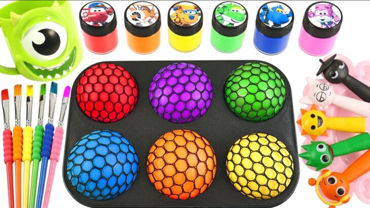 Satisfying Video l How to make Rainbow 6 Lolly-Candy WITH Squeeze Ball AND Ogre Cup Cutting ASMR #01