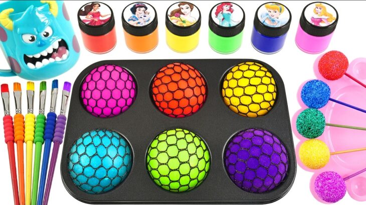 Satisfying Videos Lab | DIY Rainbow Swirl Candy Pop AND Polished Balls into Royal Paint Cutting ASMR