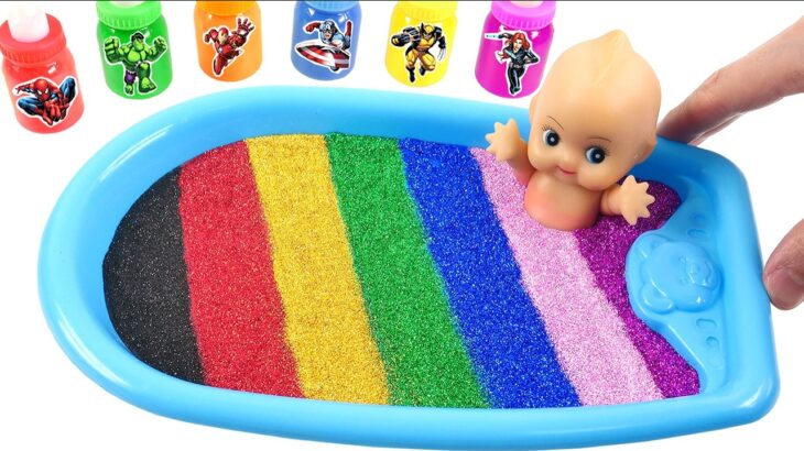 Satisfying Video l How to Make Rainbow Texturetub with Kneading Slime & Gloss Particles Cutting ASMR