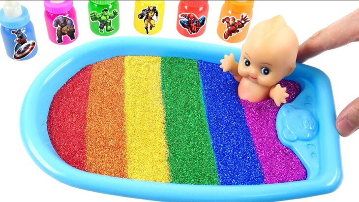 Satisfying Video l Howtomake Rainbow Liquid Pool into MixingAllMy Polished Slime & Juicy CuttingASMR