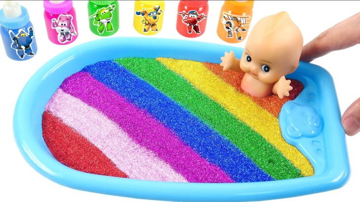 Satisfying Video l How to make Rainbow Watercolor Bathtubs FOR Kinetic Sand AND Bottle Cutting ASMR