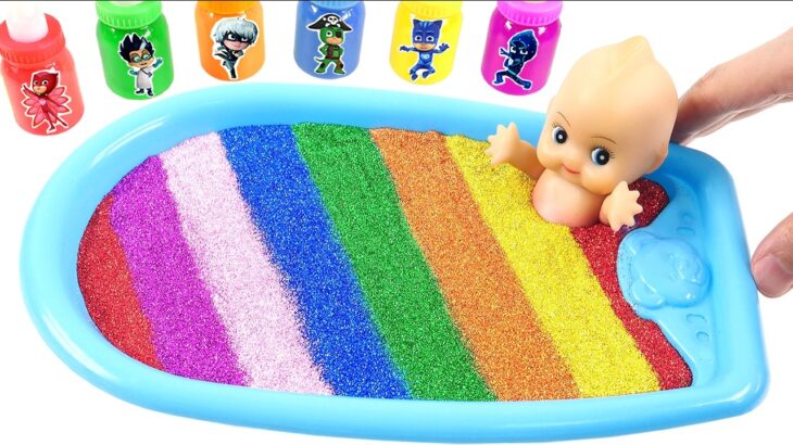 Satisfying Video l How to make Shaking Nail Baths from Rainbow Slime Bottles in Con Cutting ASMR #09