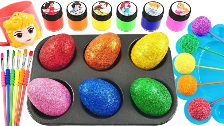 Satisfying Video l How to make Rainbow Lollipop Boiled Egg with Glitter Slime in Galaxy Cutting ASMR