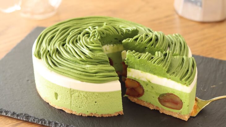 濃厚抹茶のモンブラン・レアチーズケーキの作り方：オーブンなし、卵なし｜HidaMari Cooking