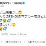 元SKE48松井珠理奈さん「駅でお気に入りのFENDIのマフラーを落としてしまったみたいです😭💦 」