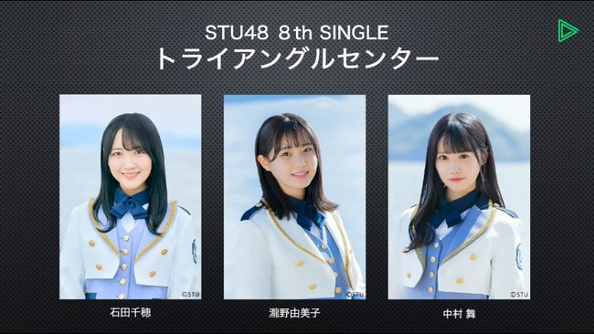 STU48、8thシングルセンターは初の「トライアングルセンター」方式導入【センターは中村舞・瀧野由美子・石田千穂】