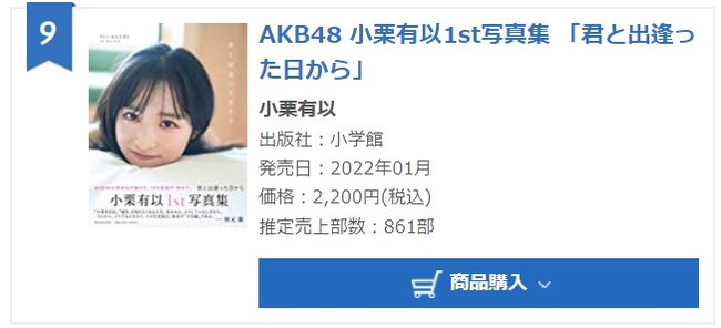 【AKB48】小栗有以写真集「君に出逢ってから」3週目売上861部【チーム8ゆいゆい】