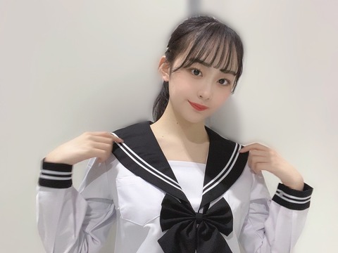 【SKE48】川嶋美晴「黒色のセーラー服 ポニーテールとツインテールしてみました」