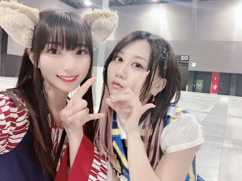 狐々ちーりんさん「SKE48さんの古畑奈和さんと ライブ後なのに優しくうれちーりんって言ってくださいました うれちーりん」