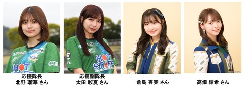 ＦＣ岐阜応援隊の『ＳＫＥ４８』から隊長の北野瑠華さん、副隊長の太田彩夏さん、倉島杏実さん、高畑結希さんが来場！