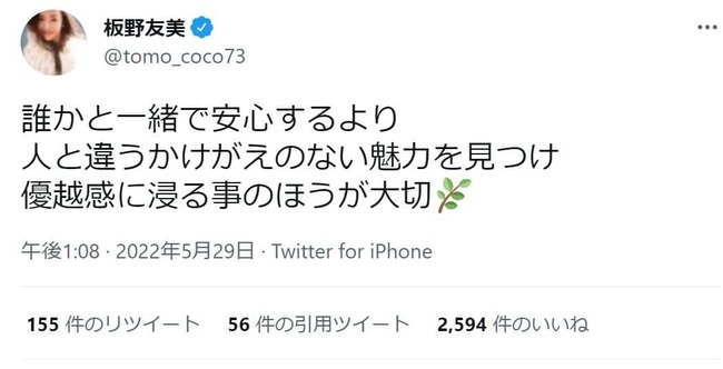 元AKB48板野友美「誰かと一緒で安心するより優越感に浸る方が大事」→大炎上・・・【ともちん】