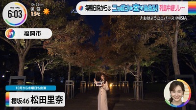 【櫻坂46】外が暗いw 松田里奈、今週は福岡市から中継！【THE TIME,】