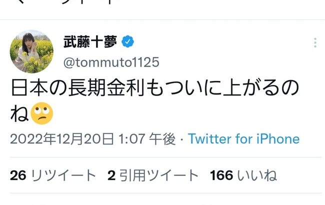 【AKB48】武藤十夢さん、FXアイドルらしいツイートをする！！！