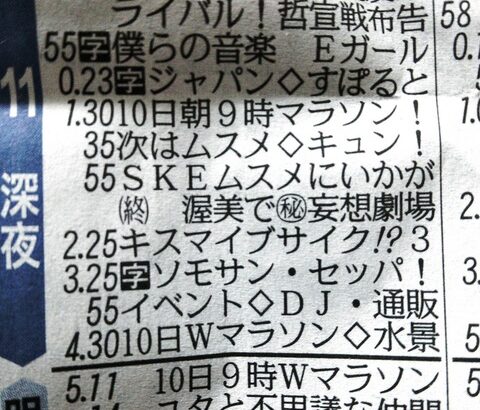 【SKE48】2013年3月8日ちょうど10年前のテレビ欄を発掘したわ！！！