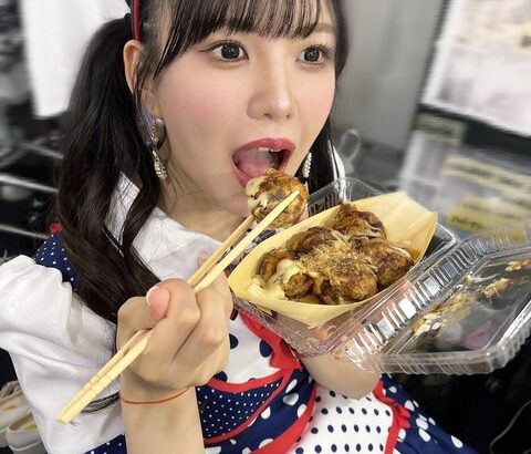 SKE48岡本彩夏たこ焼き食べたよ