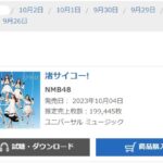 【速報】NMB48 28thシングル『渚サイコー！』が初日売上199,445枚で前作から5.3万増の売上！！！