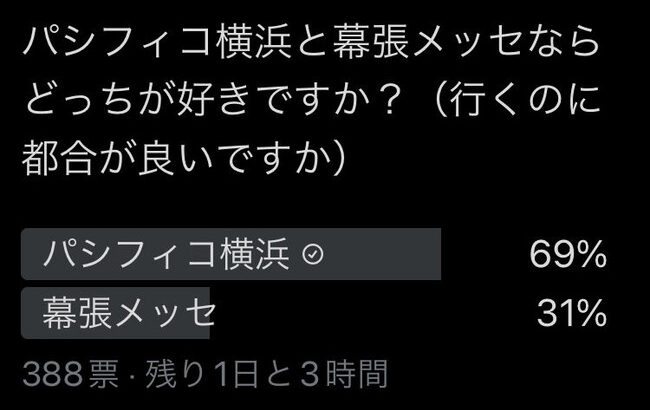 みんなは幕張メッセとパシフィコ横浜、どっちが好き？(理由も付けて)【AKB48/SKE48/NMB48/HKT48/NGT48/STU48/チーム8】