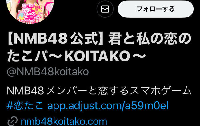【悲報】NMB48スマホゲーム「君と私の恋のたこパ～KOITAKO～」がサービス終了のお知らせ・・・