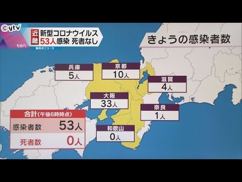 新型コロナ　近畿で新たに５３人の感染　大阪３３人、兵庫５人、京都１０人、滋賀４人、奈良１人
