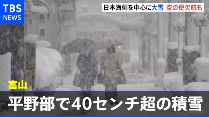 日本海側を中心に大雪 富山の平野部で４０センチ超の積雪