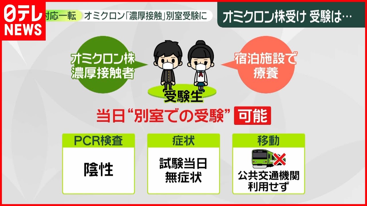 【対応一転】オミクロン株「濃厚接触者」別室で受験認める